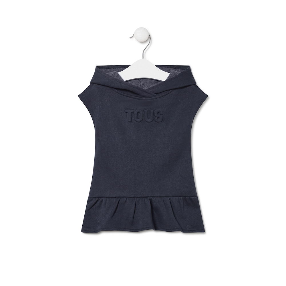 Vestido de beb&eacute; menina com capuz Classic azul marinho