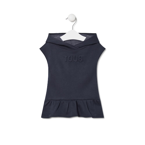 Baby girls hooded dress in Classic navy blue
