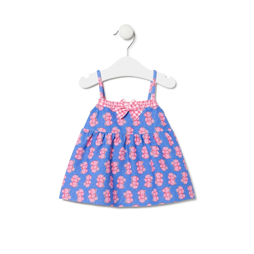 Girls sleeveless shoulder strap dress in Chic blue