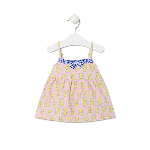Vestido de alças de menina Chic cor-de-rosa