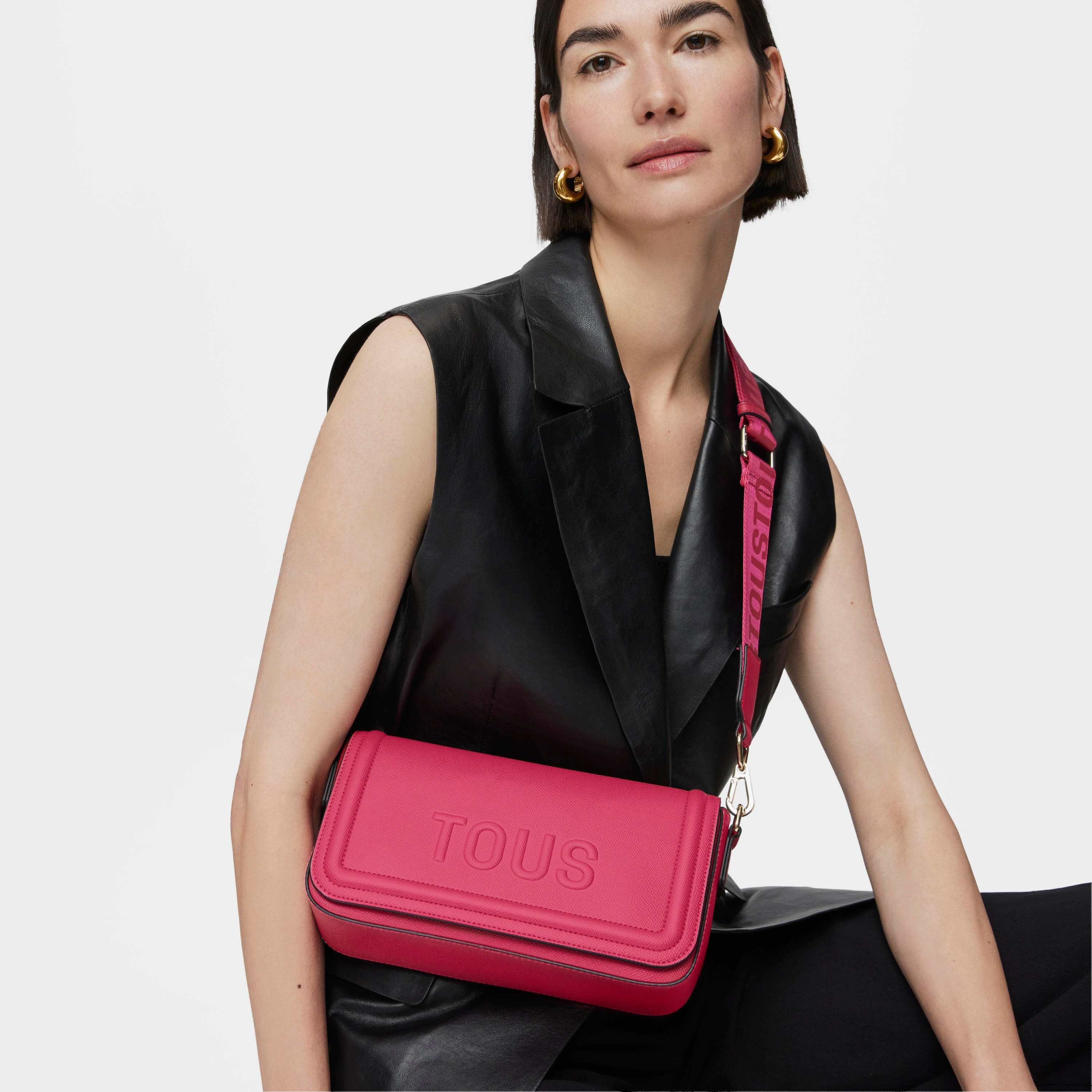 Medium fuchsia-colored Crossbody bag TOUS La Rue New