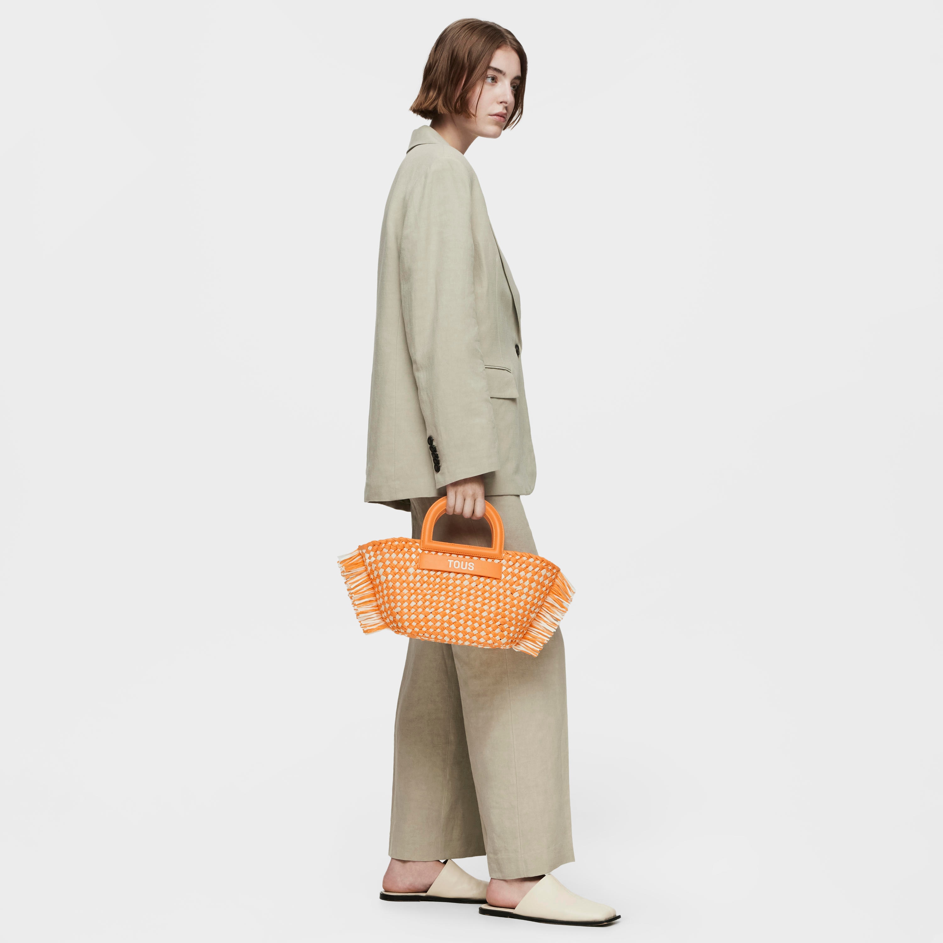 Medium pale orange raffia Tote bag TOUS Dora