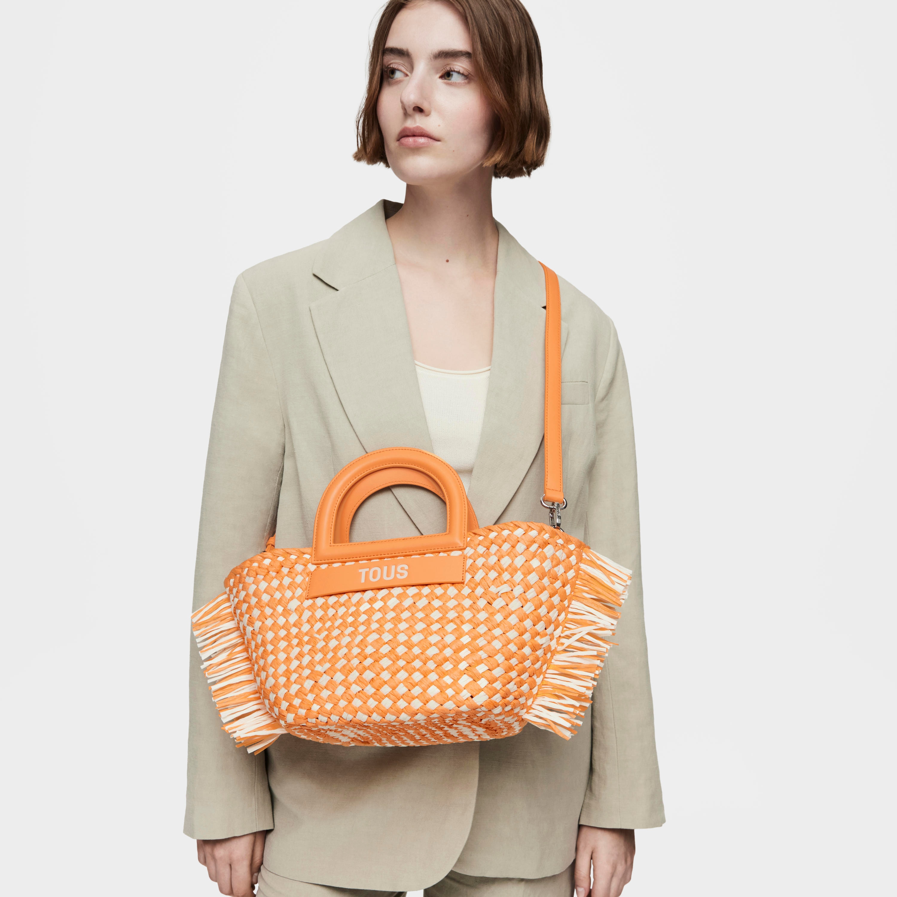 Medium pale orange raffia Tote bag TOUS Dora