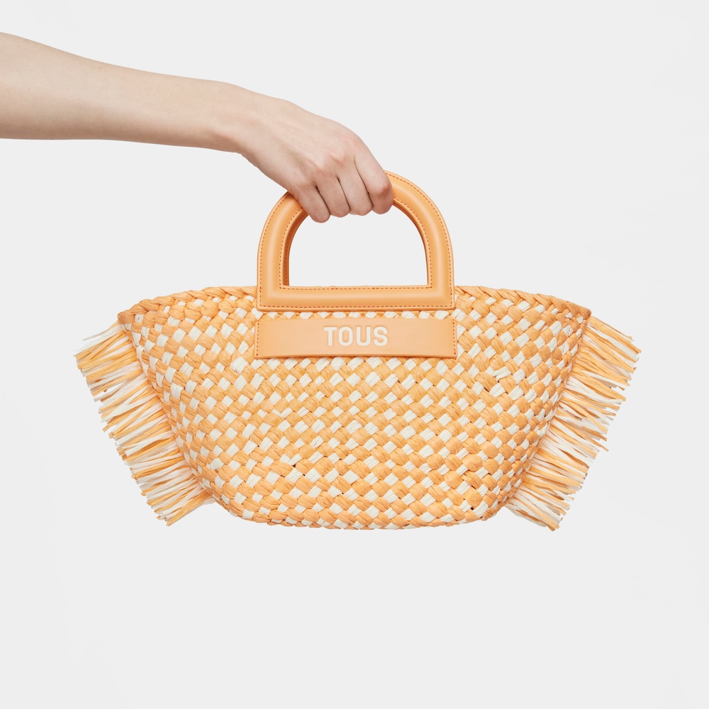 Cabas en raphia orange clair moyen TOUS Dora
