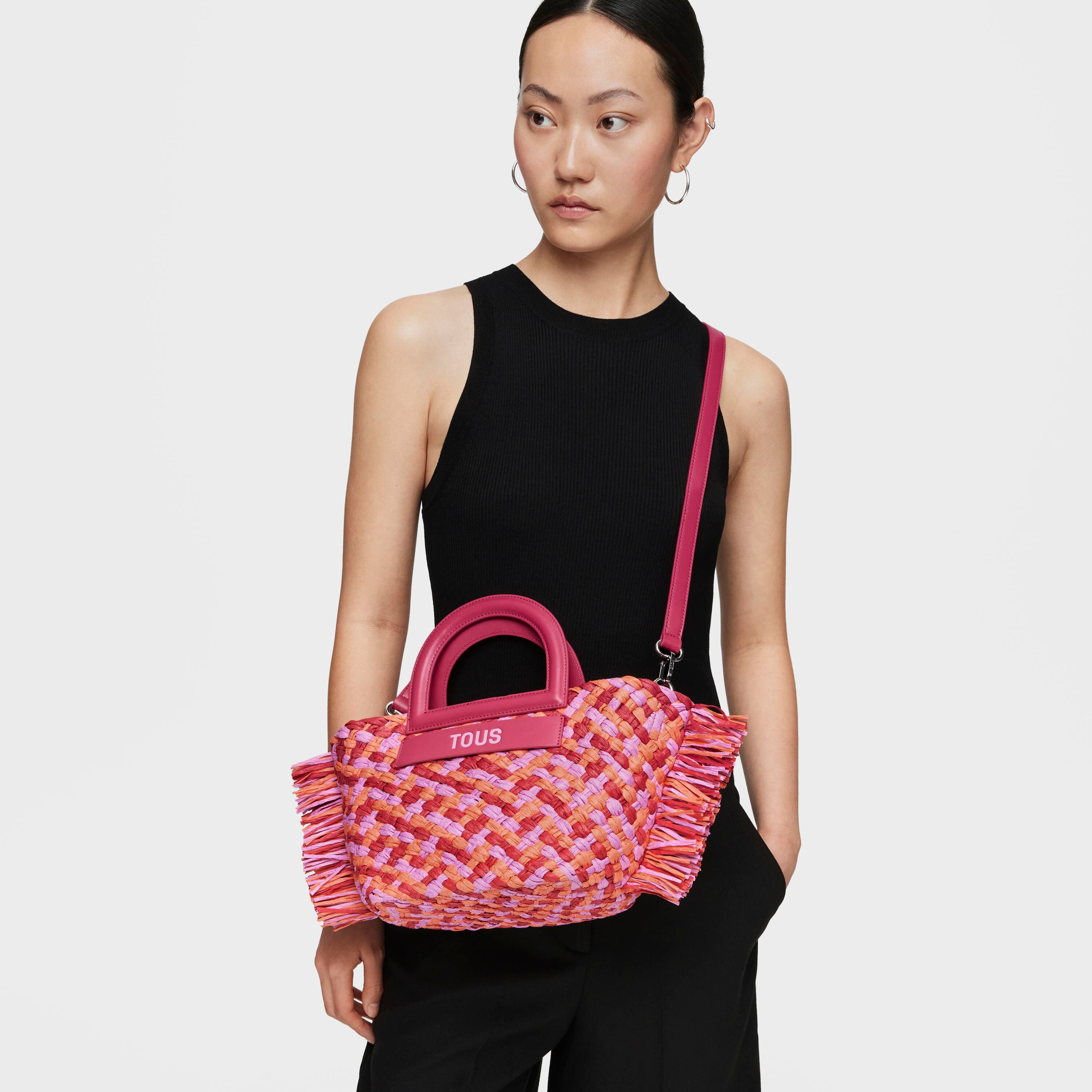 Medium fuchsia raffia Tote bag TOUS Dora