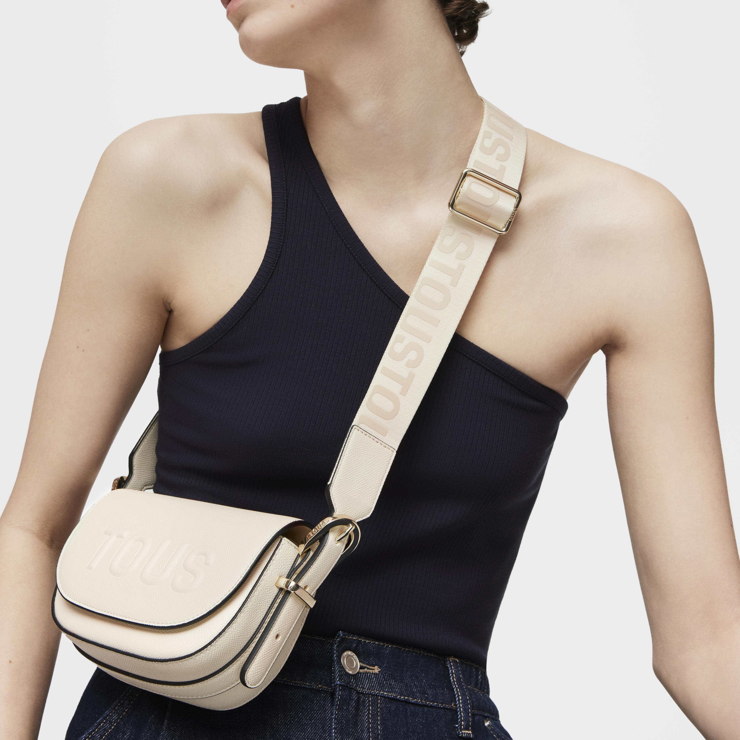 Beige halfmoon mini Crossbody bag TOUS Brenda