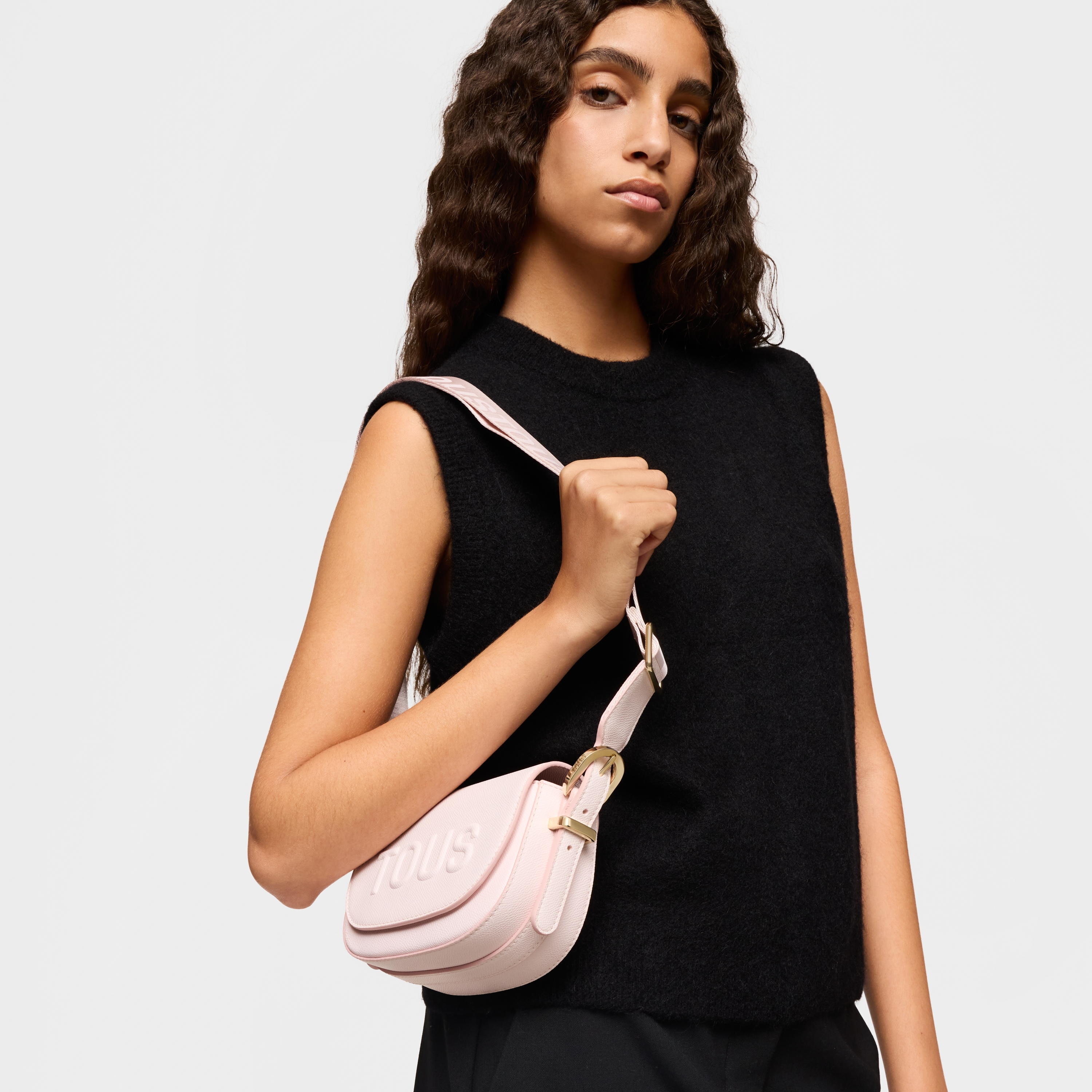 Light pink half-moon mini Crossbody bag TOUS Brenda