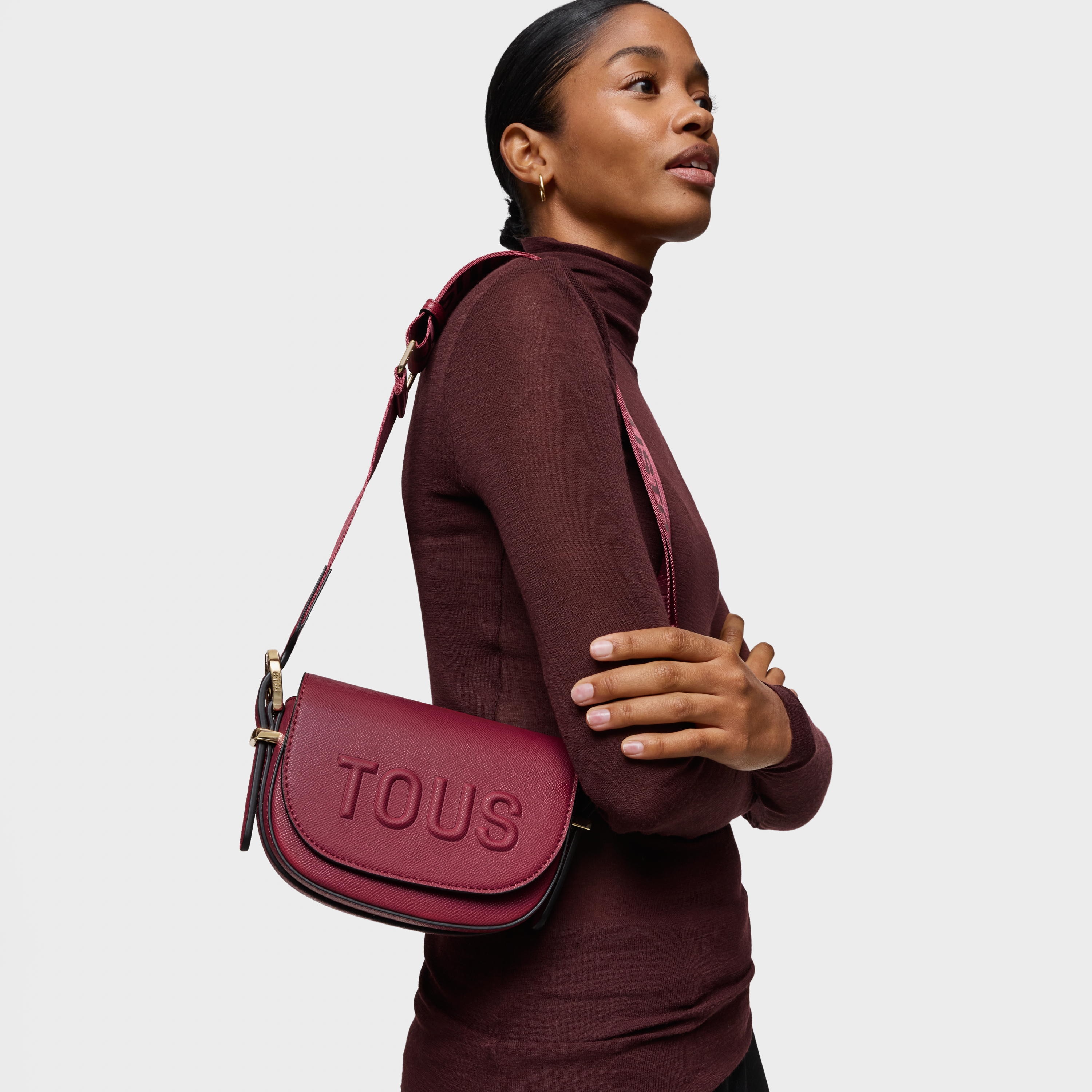 Maroon half-moon mini Crossbody bag TOUS Brenda