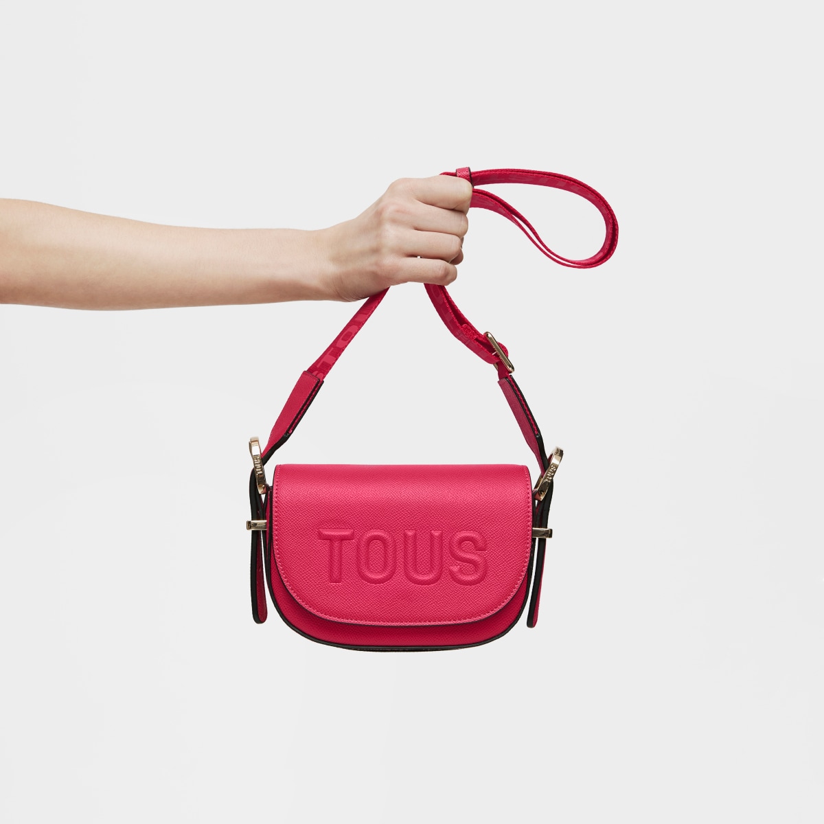 Fuchsia halfmoon mini Crossbody bag TOUS Brenda