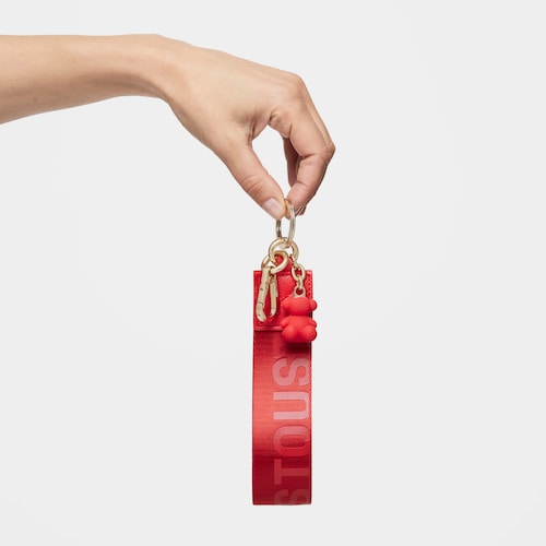 Red webbing Key ring Bold Bear