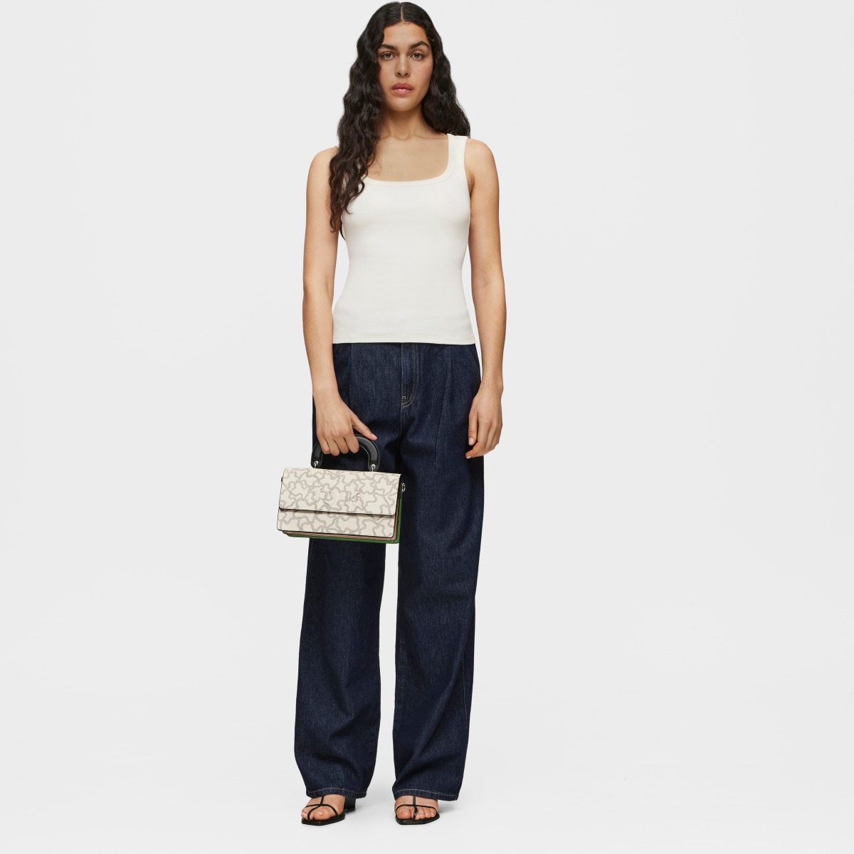 Kaos Icon taupe and green medium Crossbody bag with flap