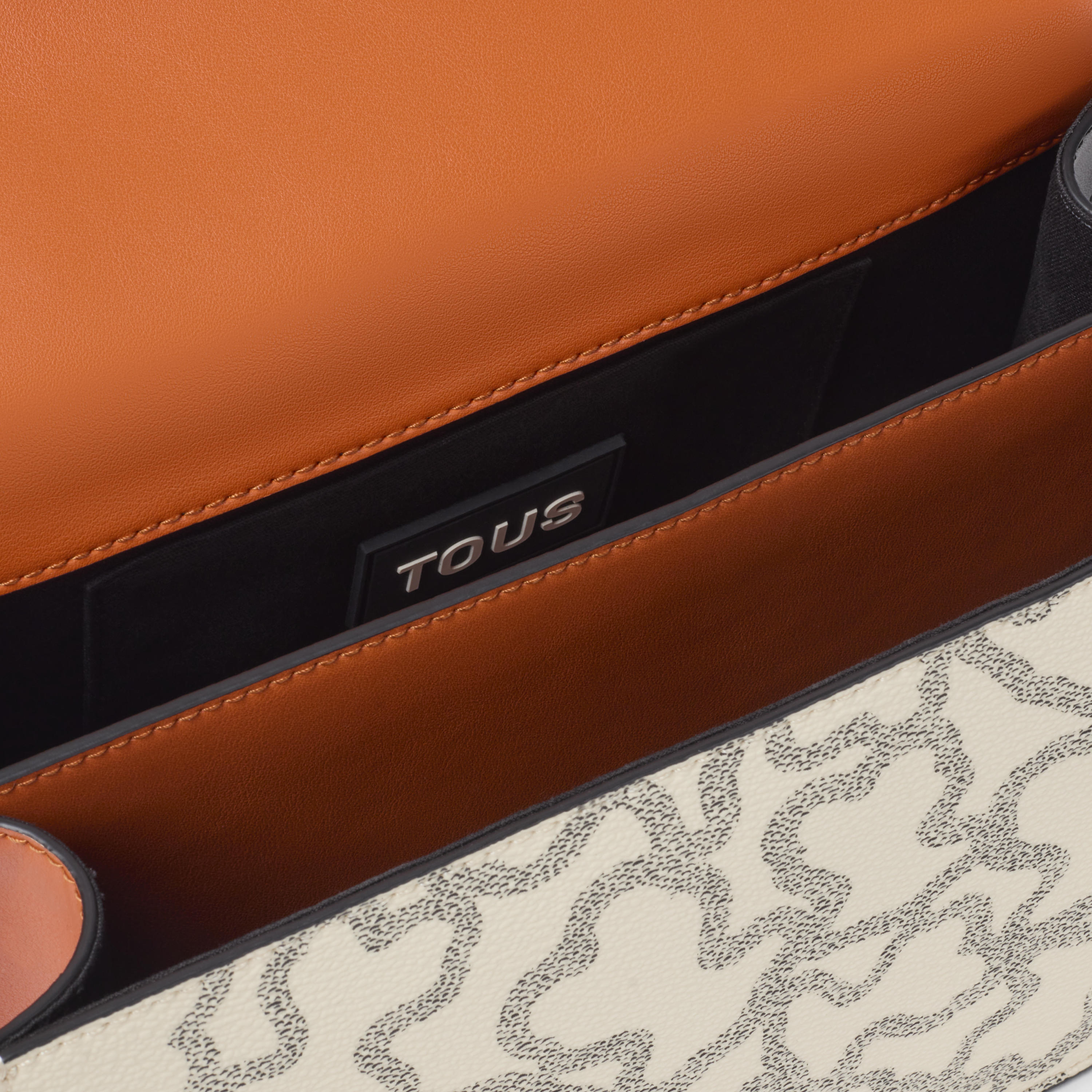 Kaos Icon beige and black medium Crossbody bag with flap