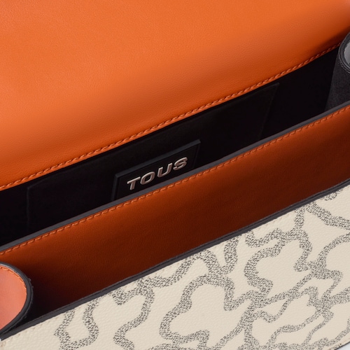 Mala de tiracolo m&eacute;dia com aba bege e preta Kaos Icon