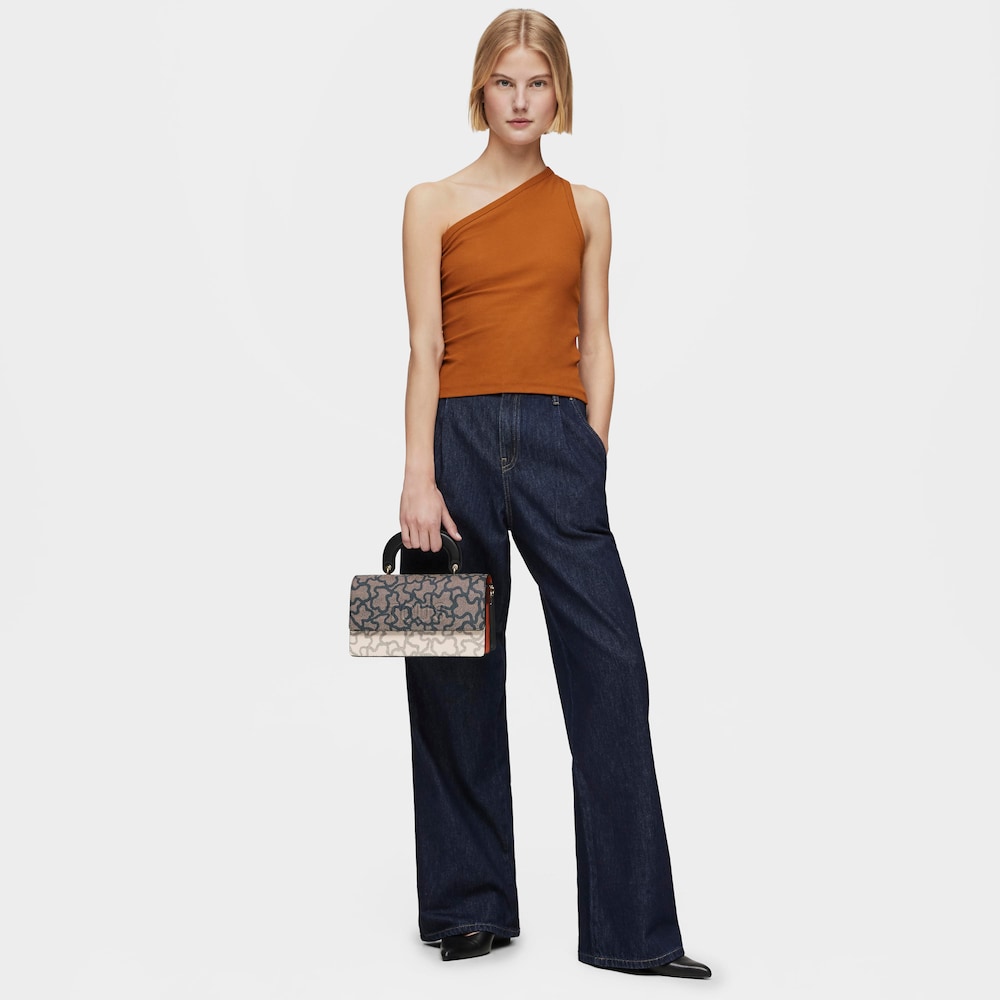 Kaos Icon beige and black medium Crossbody bag with flap