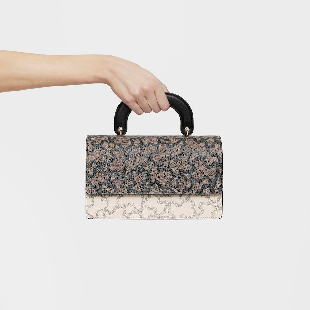 Kaos Icon beige and black medium Crossbody bag with flap