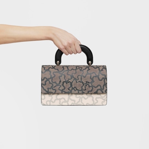 Mala de tiracolo m&eacute;dia com aba bege e preta Kaos Icon