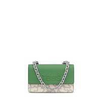Kaos Icon small taupe and green Crossbody bag with flap
