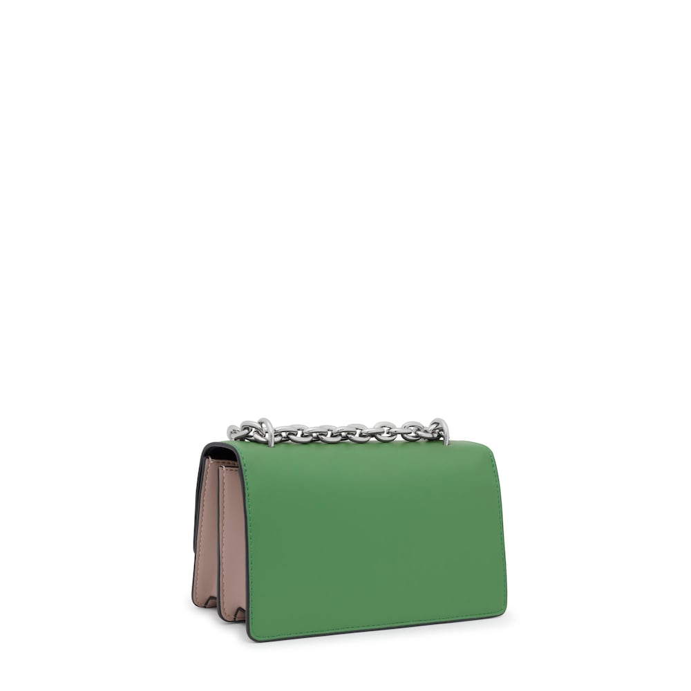 Kaos Icon small taupe and green Crossbody bag with flap