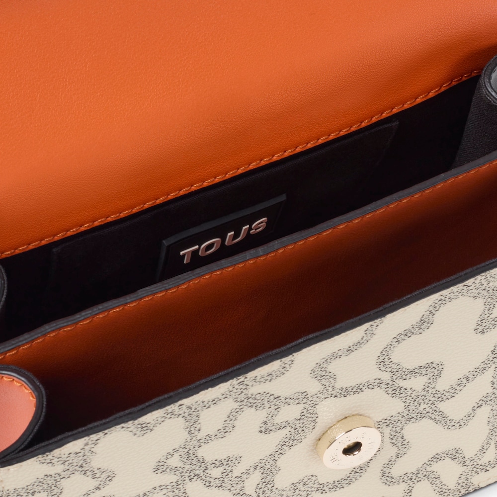 Bandolera peque&ntilde;a solapa beige y negra Kaos Icon