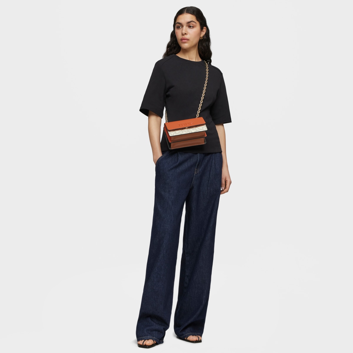 Kaos Icon small beige and black Crossbody bag with flap