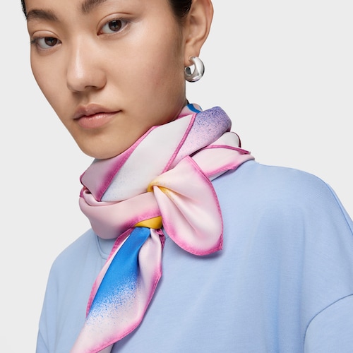 Pale pink square Scarf TOUS Motif Flower