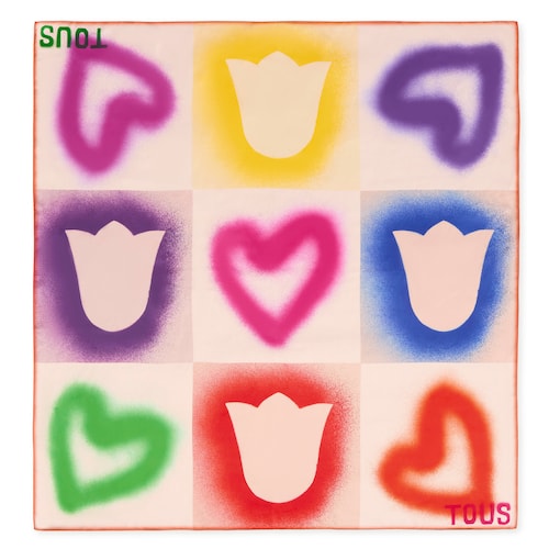 Orange square Scarf TOUS Motif Tulip