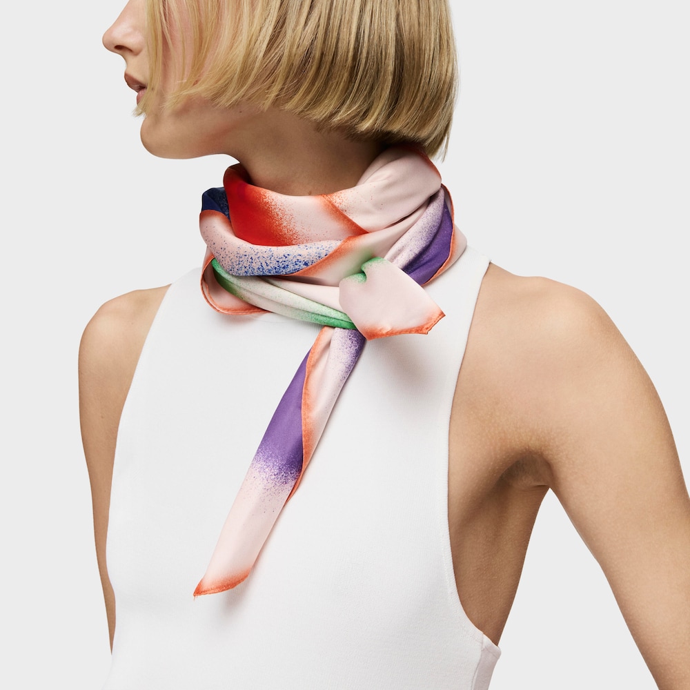 Orange square Scarf TOUS Motif Tulip