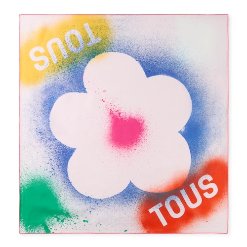 Pale pink square Scarf TOUS Flower image number 0