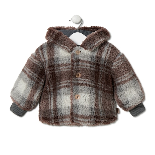 Hooded coat in Black brown