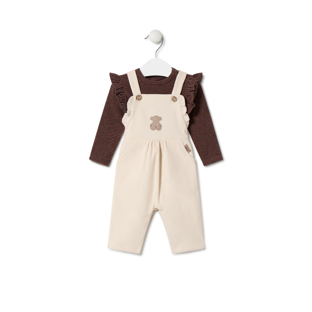 Conjunto de menina &agrave;s riscas e liso Pink cor-de-rosa