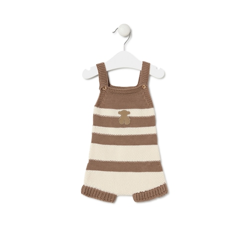 Ranita de punto de beb&eacute; Tricot a rayas beige