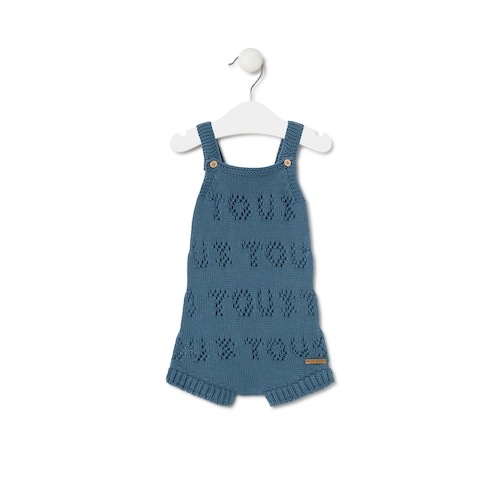 Knitted baby romper in Tricot TOUS logo blue
