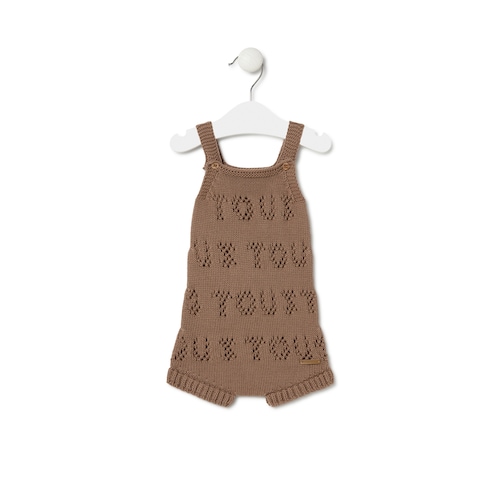 Knitted baby romper in Tricot TOUS logo beige