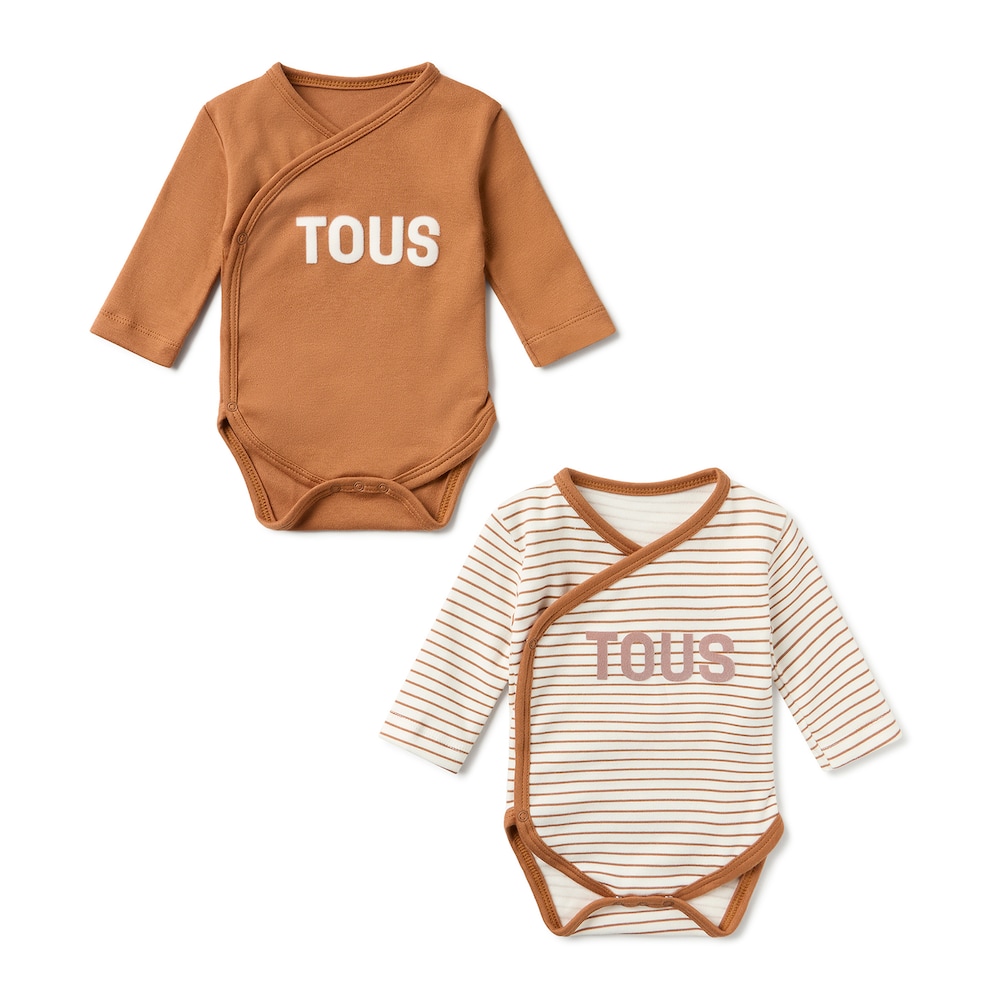 Pack of wrap-over bodysuits in Classic orange