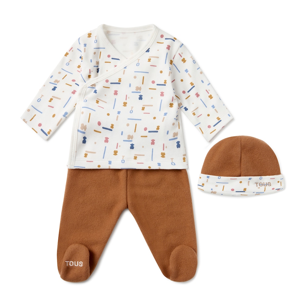 Conjunto de beb&eacute; de reci&eacute;n nacido Geome beige
