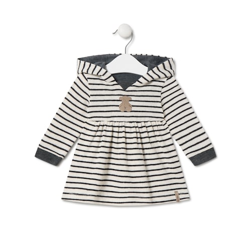 Vestido de menina com capuz Black cor crua image number 0