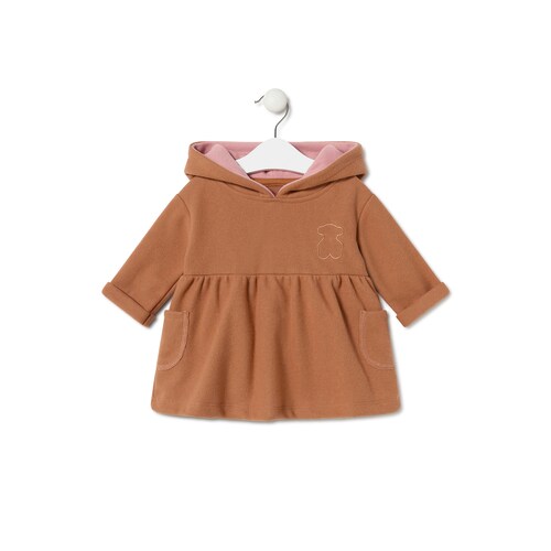 Baby girls hooded dress in Geome beige image number 0