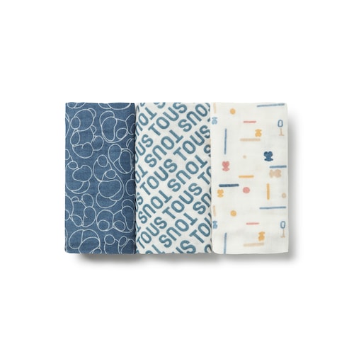 Pack of 3 muslins in MMuse blue image number 0