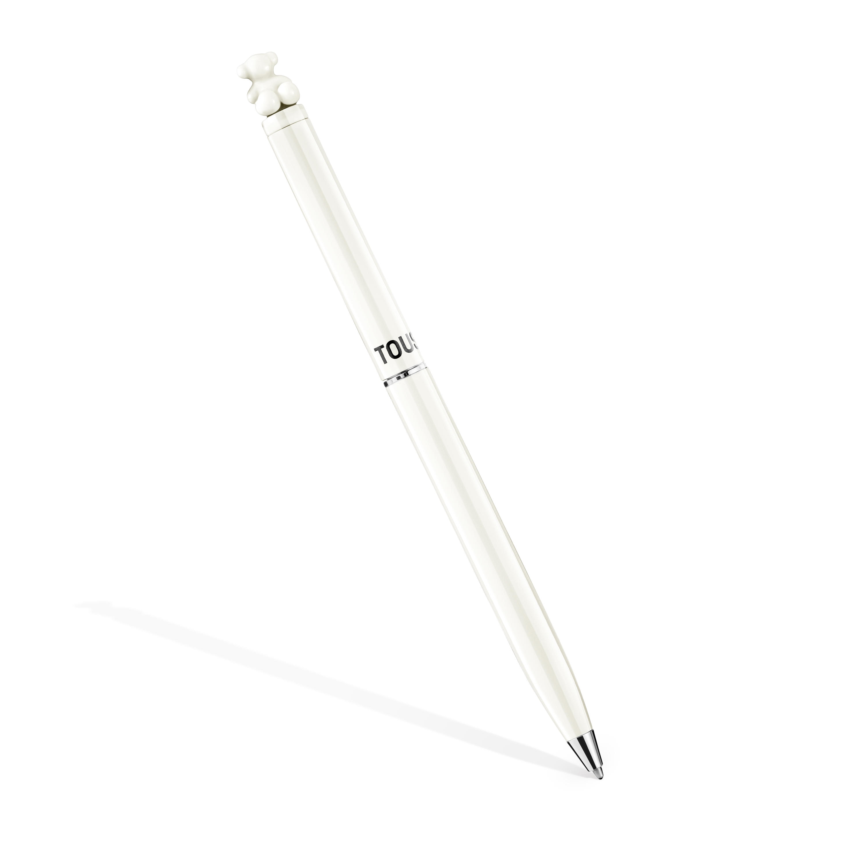 Ivory-colored chrome Pen with bear Bold Bear