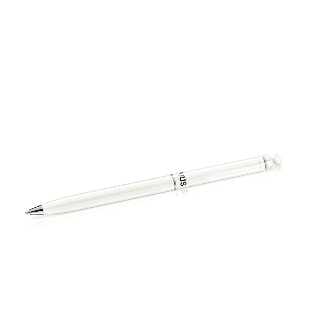 Bol&iacute;grafo cromado en color marfil con oso Bold Bear