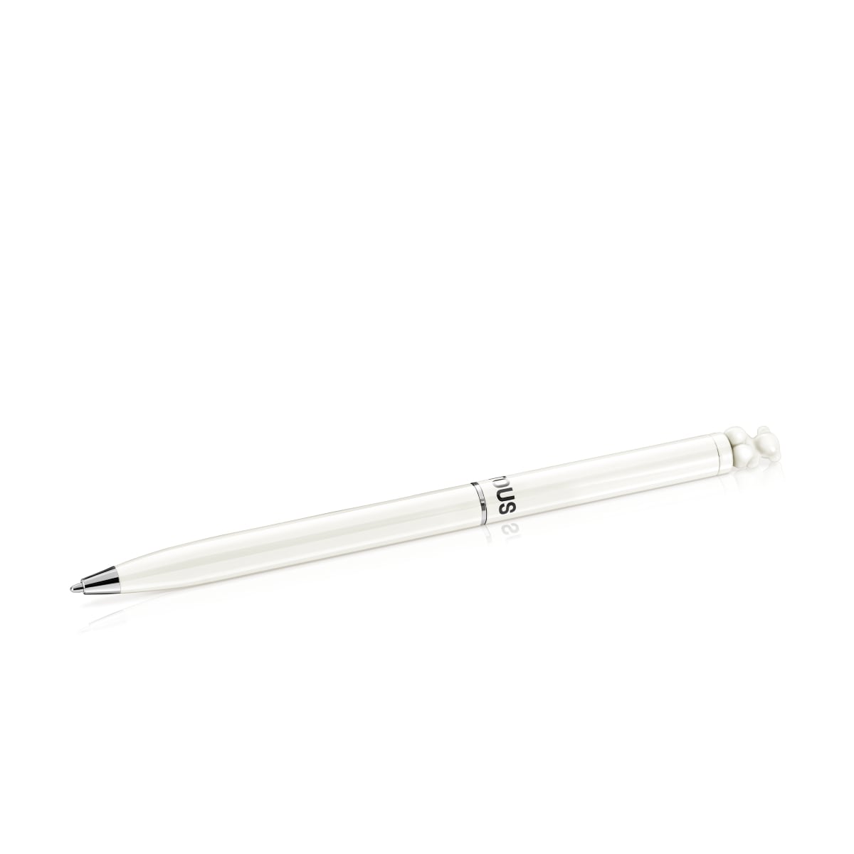 Ivory-colored chrome Pen with bear Bold Bear