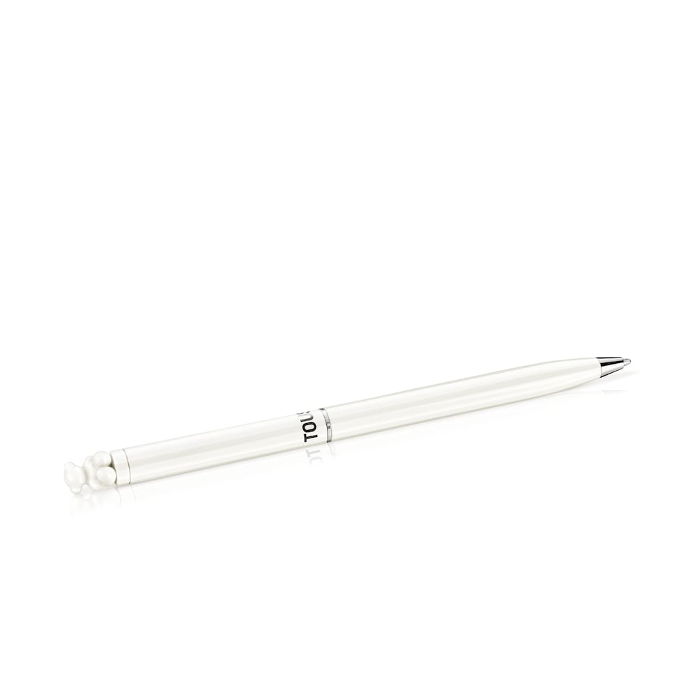 Bol&iacute;grafo cromado en color marfil con oso Bold Bear