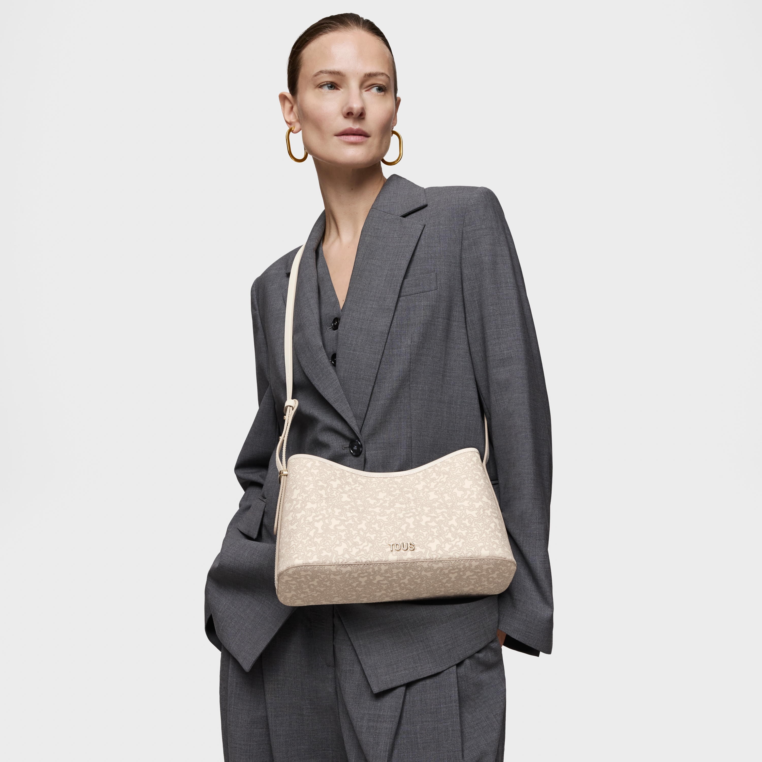 Large beige Crossbody bag Kaos Mini Lines