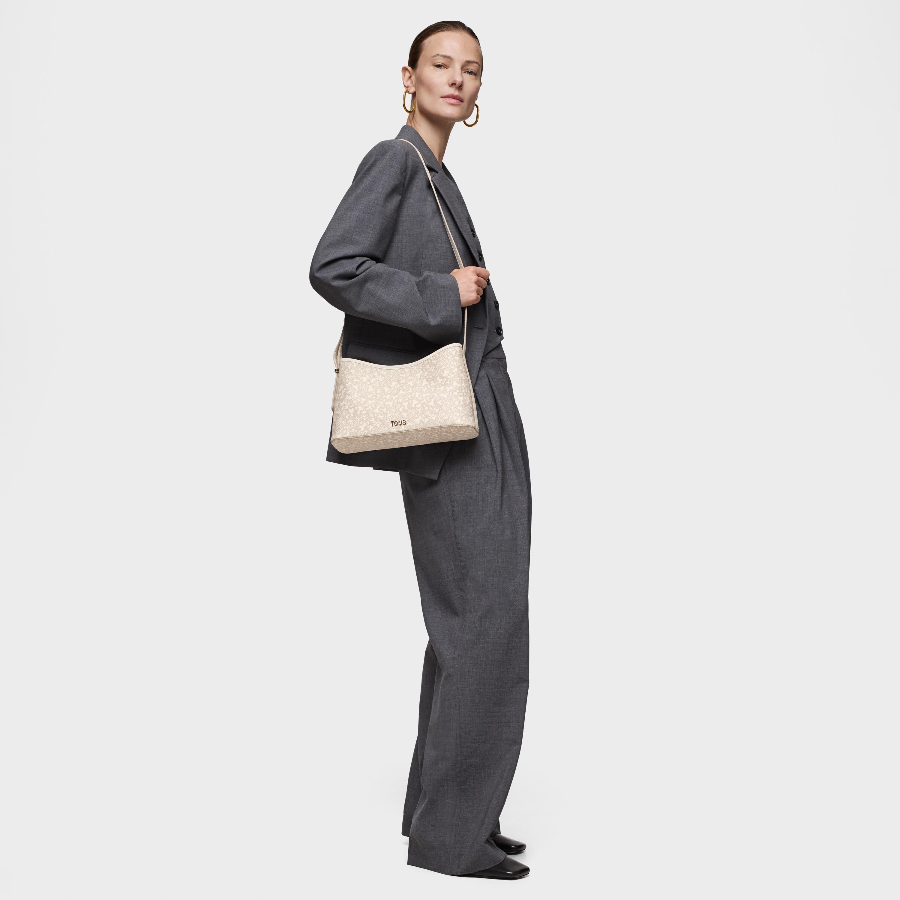 Large beige Crossbody bag Kaos Mini Lines