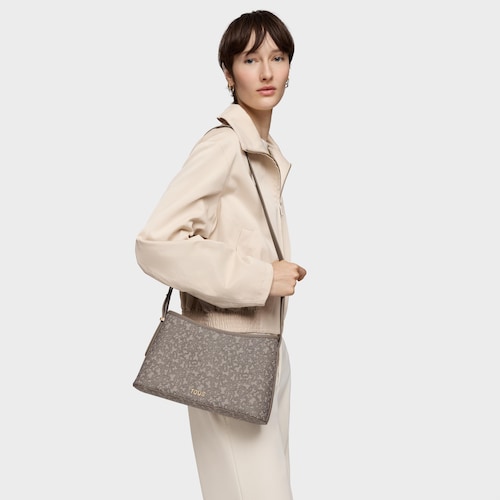 Large taupe-colored Crossbody bag Kaos Mini Lines