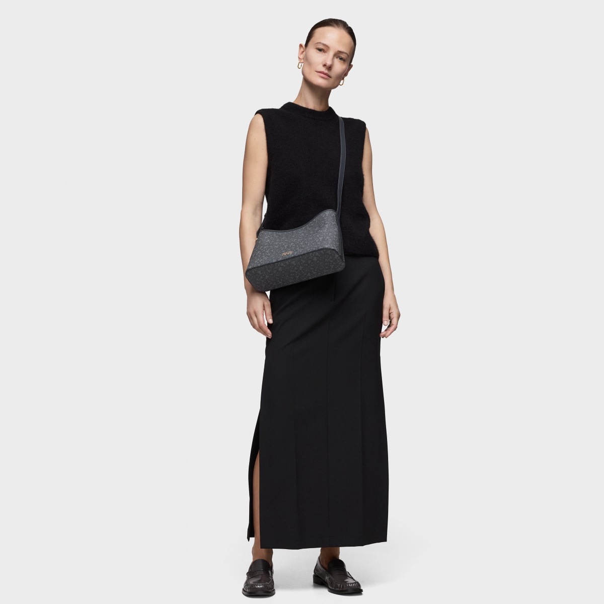 Large dark gray Crossbody bag Kaos Mini Lines