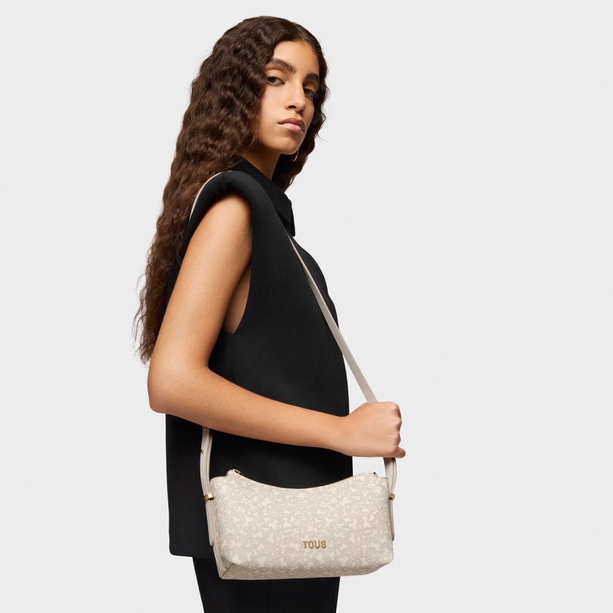 Tous - Bandolera Mediana Beige Kaos Mini Lines - Beige