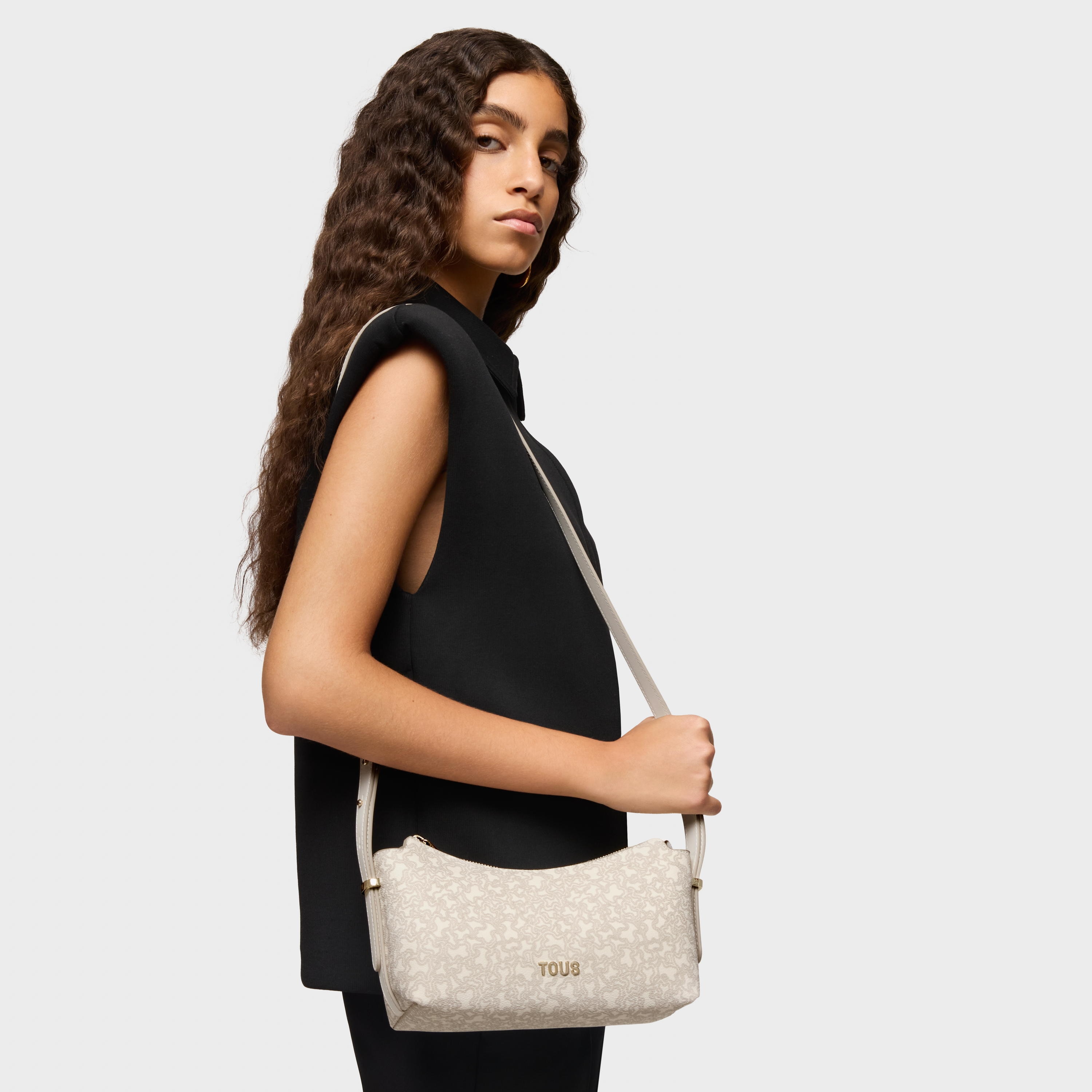 Medium beige Crossbody bag Kaos Mini Lines
