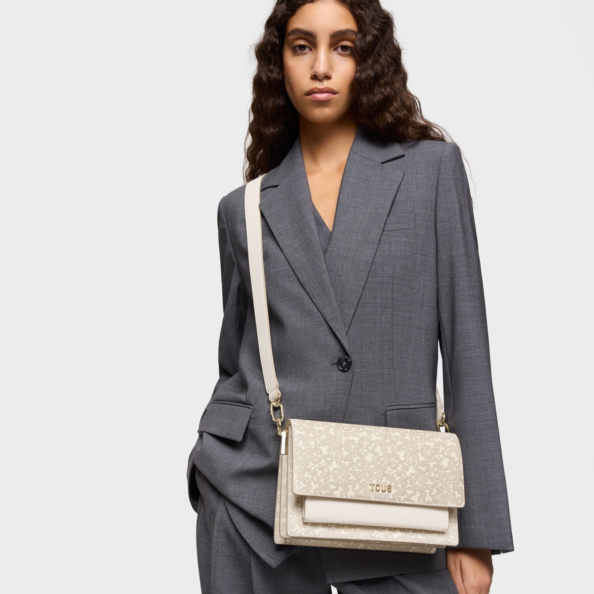 Medium beige Audree Crossbody bag Kaos Mini Lines