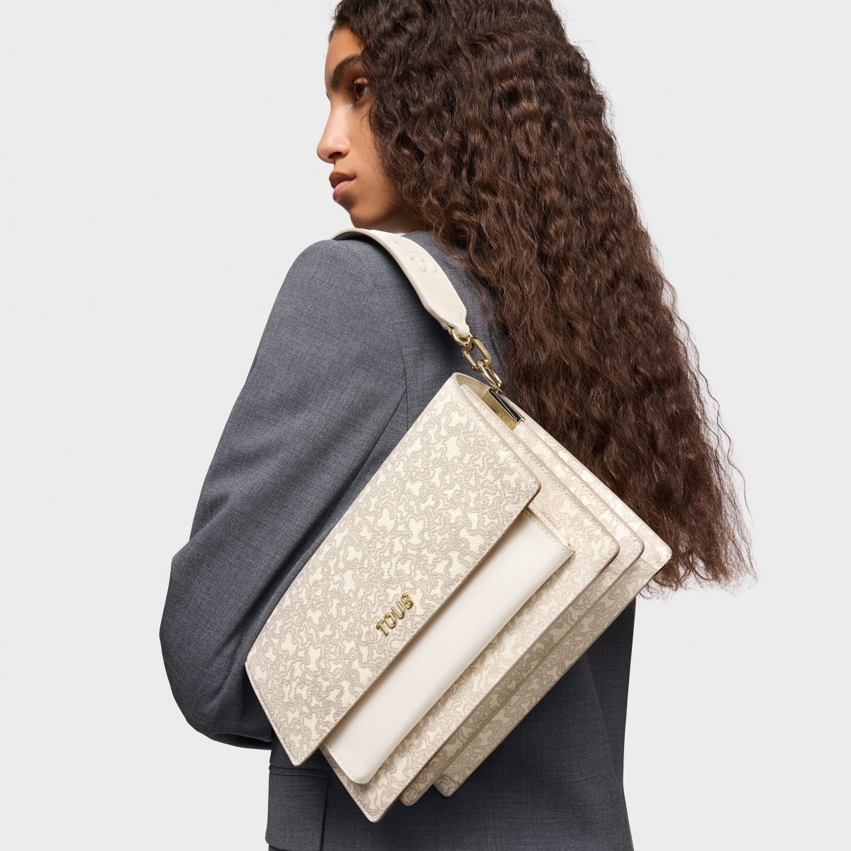 Medium beige Audree Crossbody bag Kaos Mini Lines